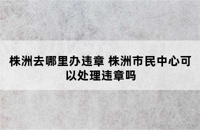 株洲去哪里办违章 株洲市民中心可以处理违章吗